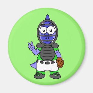 Illustration Of A Parasaurolophus Baseball Catcher Magnet