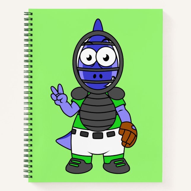 Illustration Of A Parasaurolophus Baseball Catcher Notebook (Front)