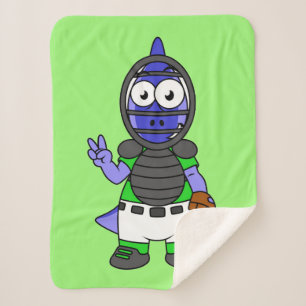 Illustration Of A Parasaurolophus Baseball Catcher Sherpa Blanket