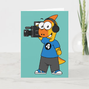 Illustration Of A Parasaurolophus Camera Operator. Card