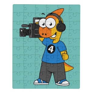 Illustration Of A Parasaurolophus Camera Operator. Jigsaw Puzzle