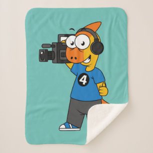 Illustration Of A Parasaurolophus Camera Operator. Sherpa Blanket