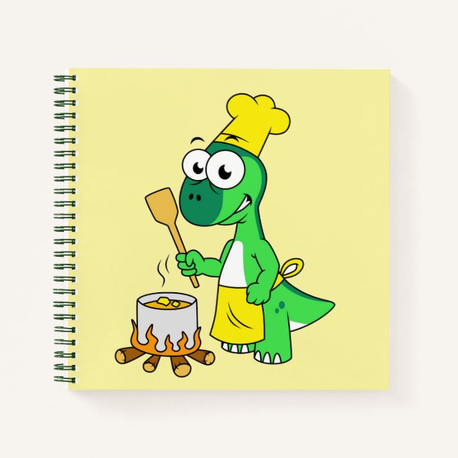 Illustration Of A Parasaurolophus Dinosaur Cooking Notebook (Front)