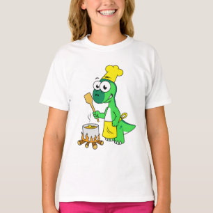 Illustration Of A Parasaurolophus Dinosaur Cooking T-Shirt