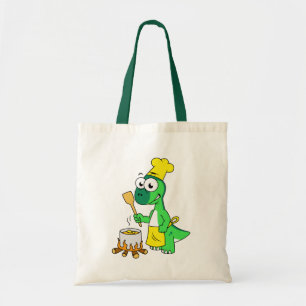 Illustration Of A Parasaurolophus Dinosaur Cooking Tote Bag