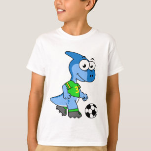 Illustration Of A Parasaurolophus Playing Soccer. T-Shirt