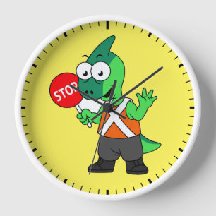 Illustration Of A Parasaurolophus Traffic Enforcer Clock