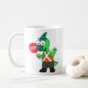 Illustration Of A Parasaurolophus Traffic Enforcer Coffee Mug