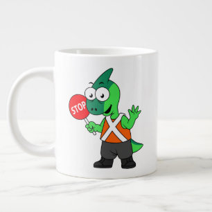 Illustration Of A Parasaurolophus Traffic Enforcer Large Coffee Mug