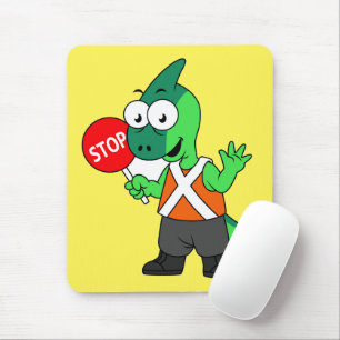 Illustration Of A Parasaurolophus Traffic Enforcer Mouse Mat