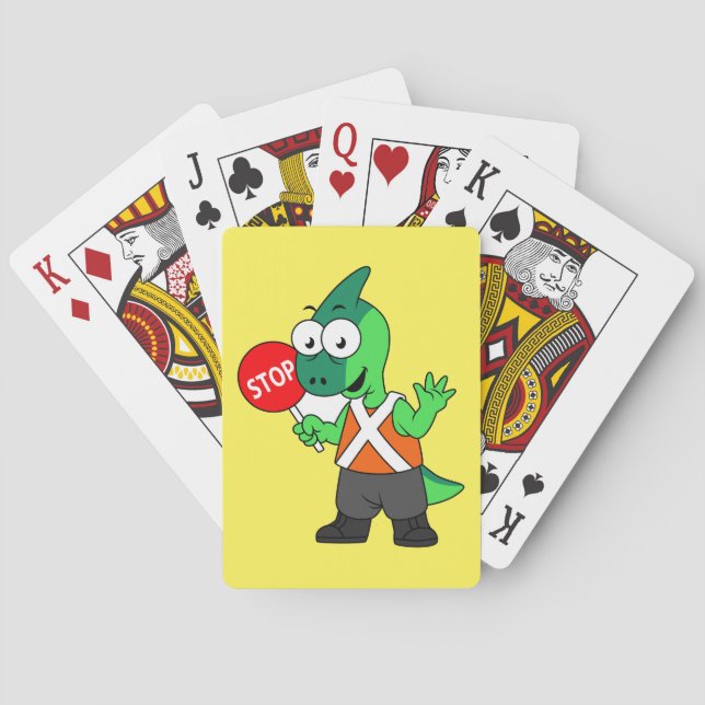 Illustration Of A Parasaurolophus Traffic Enforcer Playing Cards (Back)