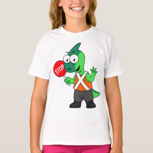Illustration Of A Parasaurolophus Traffic Enforcer T-Shirt