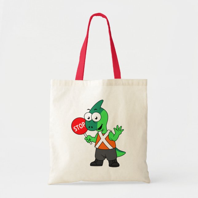 Illustration Of A Parasaurolophus Traffic Enforcer Tote Bag (Front)