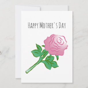 Illustration of a Pink Rose Card