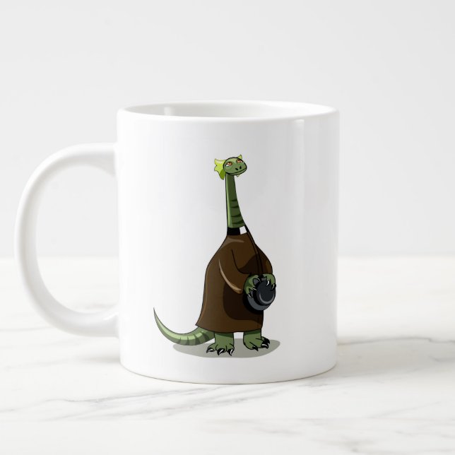 Illustration Of A Plateosaurus Dressed As A Priest Large Coffee Mug (Left)