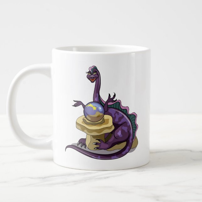 Illustration Of A Plateosaurus Fortune Teller. Large Coffee Mug (Left)
