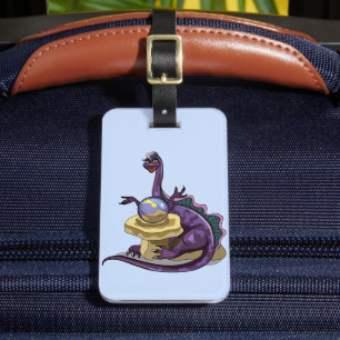 Illustration Of A Plateosaurus Fortune Teller. Luggage Tag
