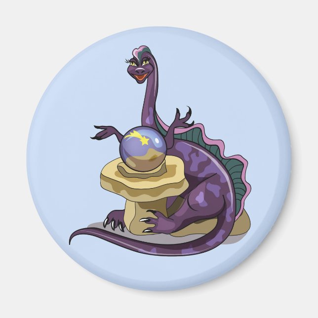 Illustration Of A Plateosaurus Fortune Teller. Magnet (Front)