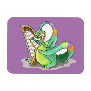 Illustration Of A Plateosaurus Playing The Harp. Magnet