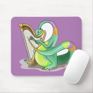 Illustration Of A Plateosaurus Playing The Harp. Mouse Mat