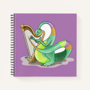 Illustration Of A Plateosaurus Playing The Harp. Notebook