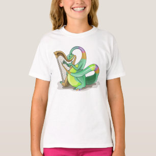 Illustration Of A Plateosaurus Playing The Harp. T-Shirt