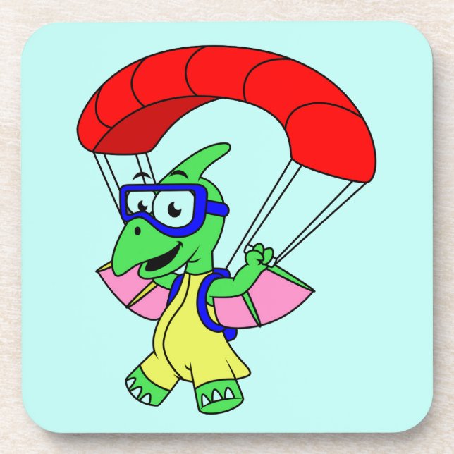 Illustration Of A Pterodactyl Parachuting. Coaster (Front)