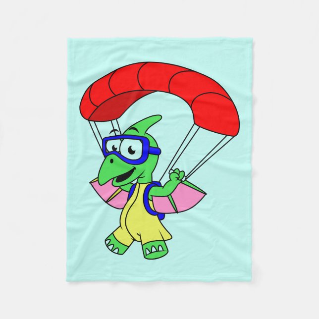 Illustration Of A Pterodactyl Parachuting. Fleece Blanket (Front)