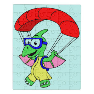 Illustration Of A Pterodactyl Parachuting. Jigsaw Puzzle