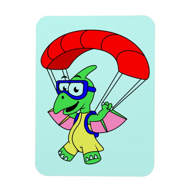 Illustration Of A Pterodactyl Parachuting. Magnet (Vertical)