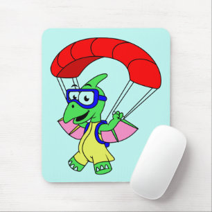 Illustration Of A Pterodactyl Parachuting. Mouse Mat