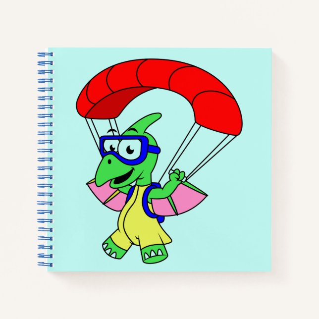 Illustration Of A Pterodactyl Parachuting. Notebook (Front)