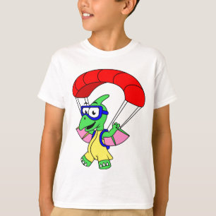Illustration Of A Pterodactyl Parachuting. T-Shirt