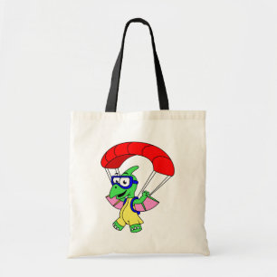 Illustration Of A Pterodactyl Parachuting. Tote Bag