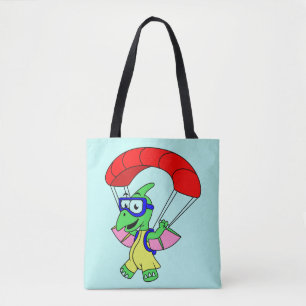 Illustration Of A Pterodactyl Parachuting. Tote Bag