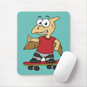 Illustration Of A Pterosaur Skateboarding. Mouse Mat