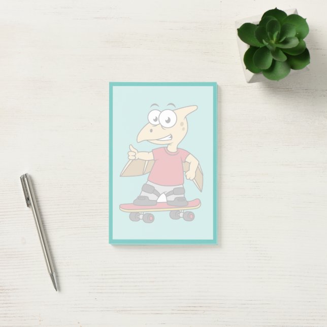 Illustration Of A Pterosaur Skateboarding. Post-it Notes (Office)