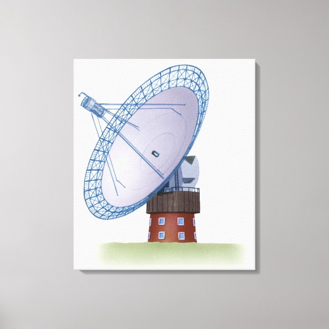Illustration of a radio telescope canvas print (Front)