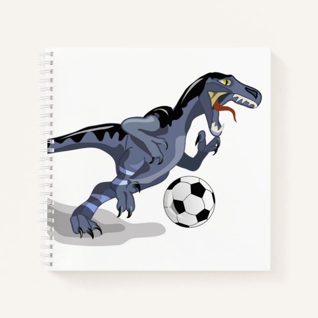 Illustration Of A Raptor Dinosaur Playing Soccer. Notebook (Front)