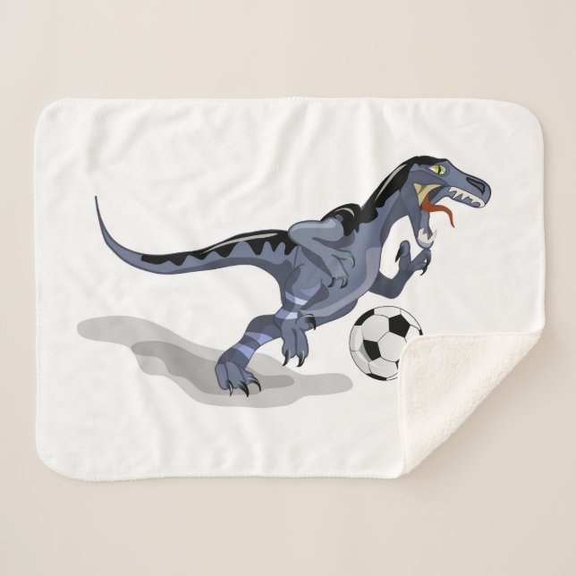Illustration Of A Raptor Dinosaur Playing Soccer. Sherpa Blanket (Front (Horizontal))