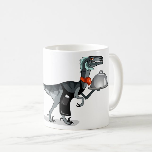 Illustration Of A Raptor Food Waiter. Coffee Mug (Front Right)