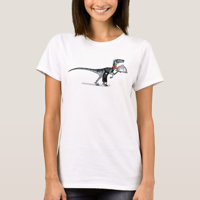 Illustration Of A Raptor Food Waiter. T-Shirt (Front)