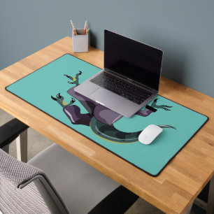 Illustration Of A Raptor Performing Karate. Desk Mat
