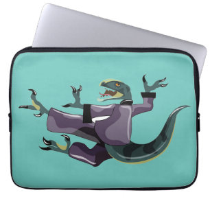 Illustration Of A Raptor Performing Karate. Laptop Sleeve
