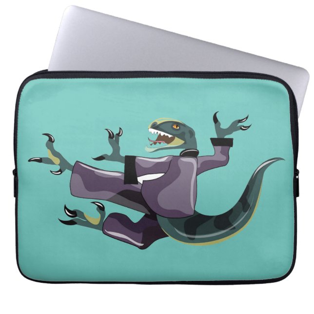 Illustration Of A Raptor Performing Karate. Laptop Sleeve (Front)