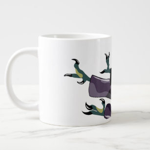 Illustration Of A Raptor Performing Karate. Large Coffee Mug