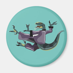Illustration Of A Raptor Performing Karate. Magnet