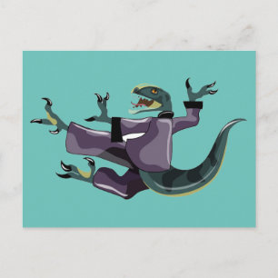 Illustration Of A Raptor Performing Karate. Postcard