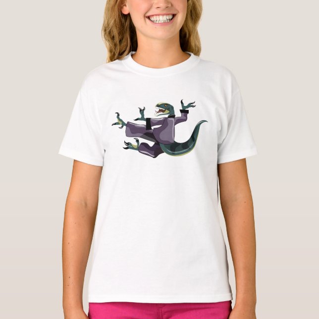 Illustration Of A Raptor Performing Karate. T-Shirt (Front)