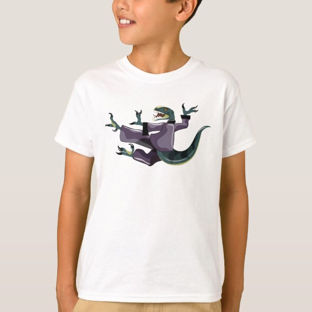 Illustration Of A Raptor Performing Karate. T-Shirt (Front)